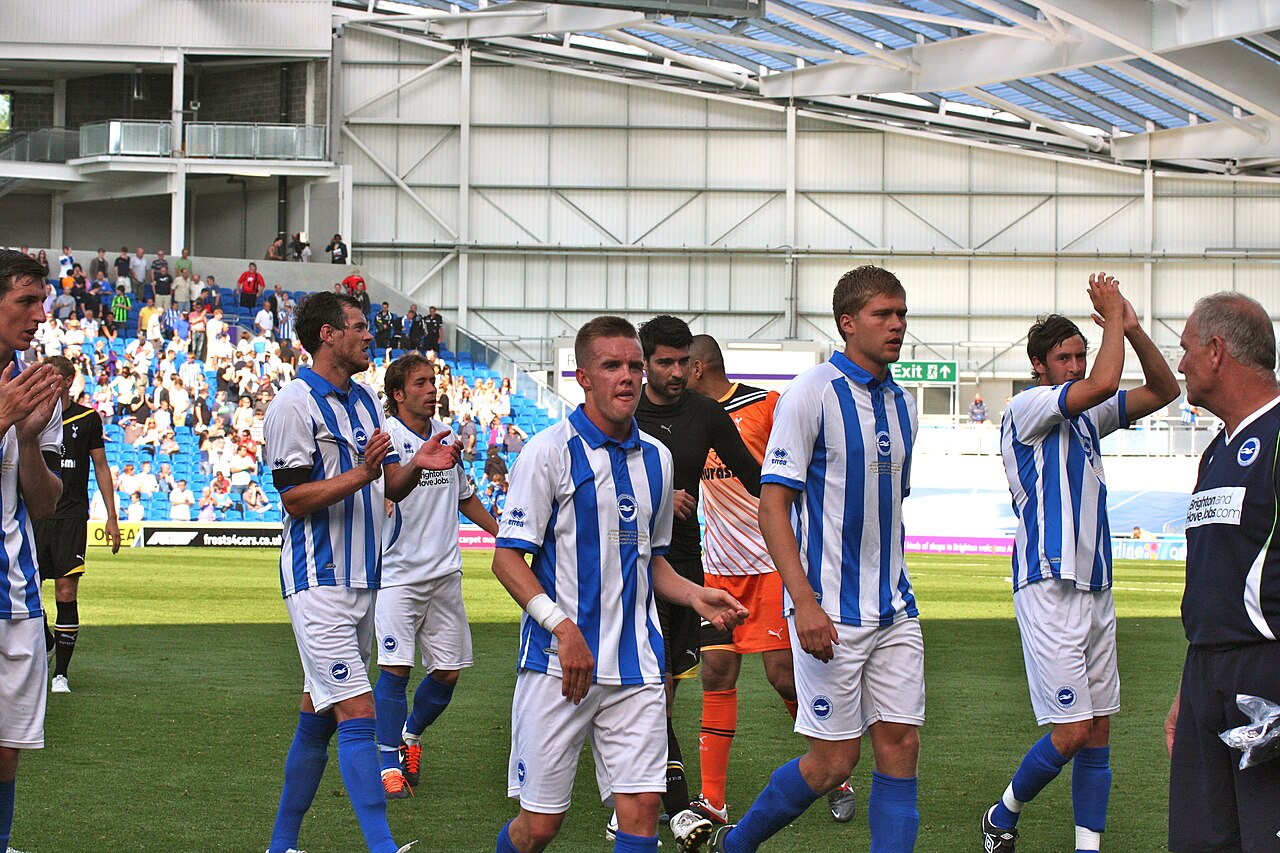 Các cầu thủ Brighton & Hove Albion thi đấu trên sân